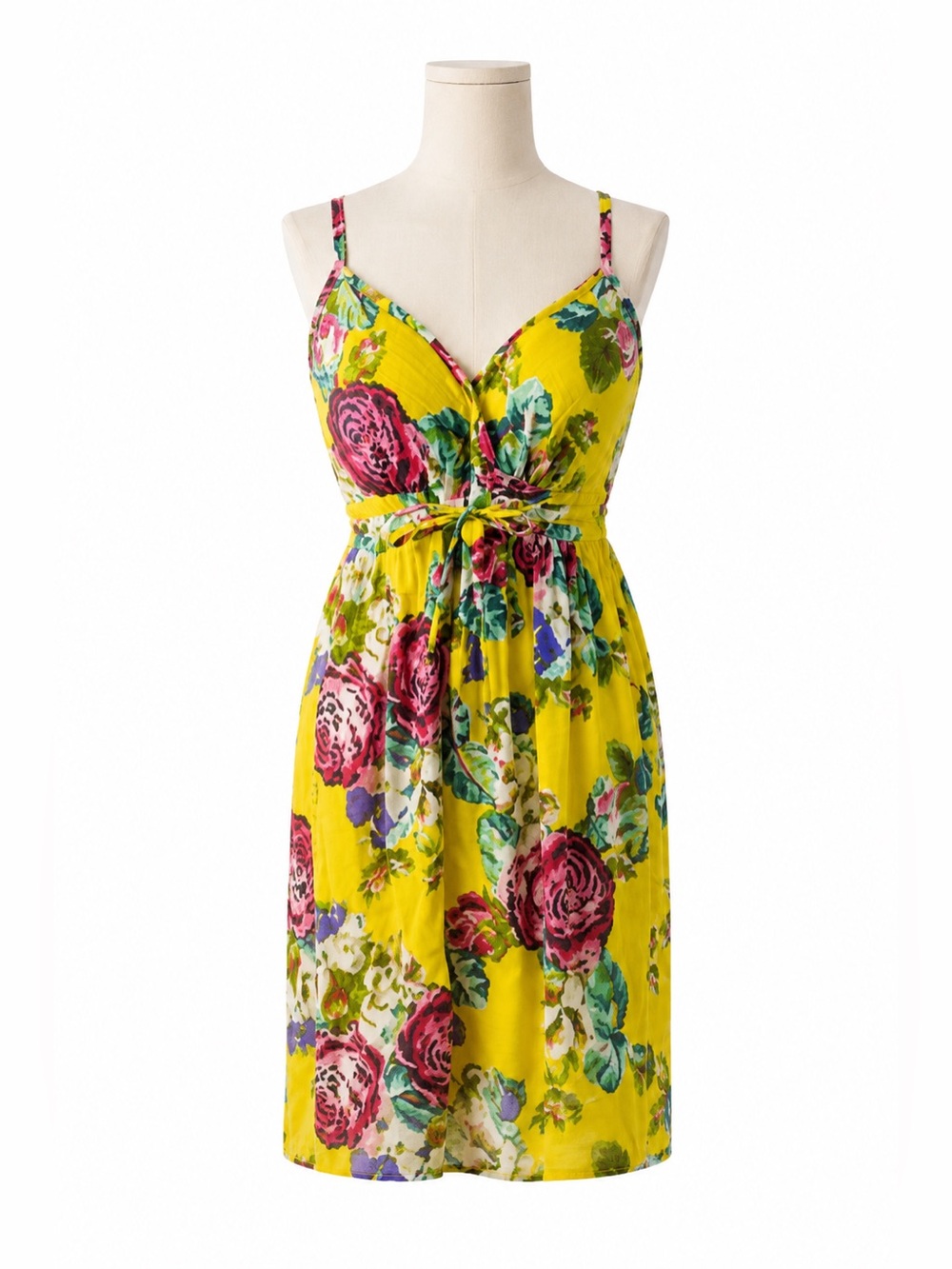 Luv By Chance Yellow Floral Midi Dress Medium NWT Cottagecore Garden Party